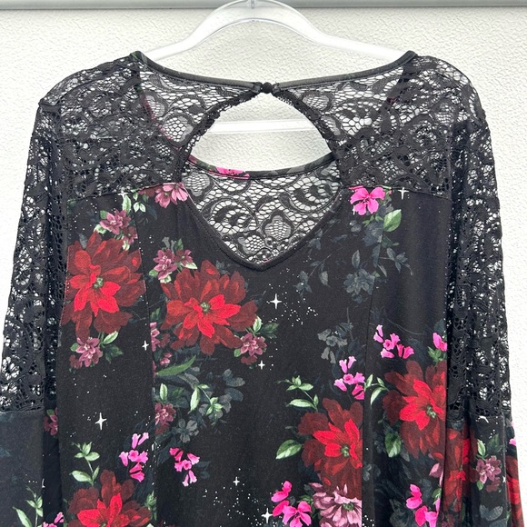 Torrid Dress Whimsygoth Fairy Grunge Lace Bell Sleeve Witchy Sz 1/1X Black Multi - Picture 12 of 16